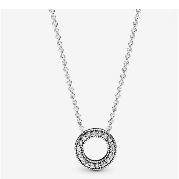 Pandora Logo Pave circle Collier necklace - Picture 1 of 11